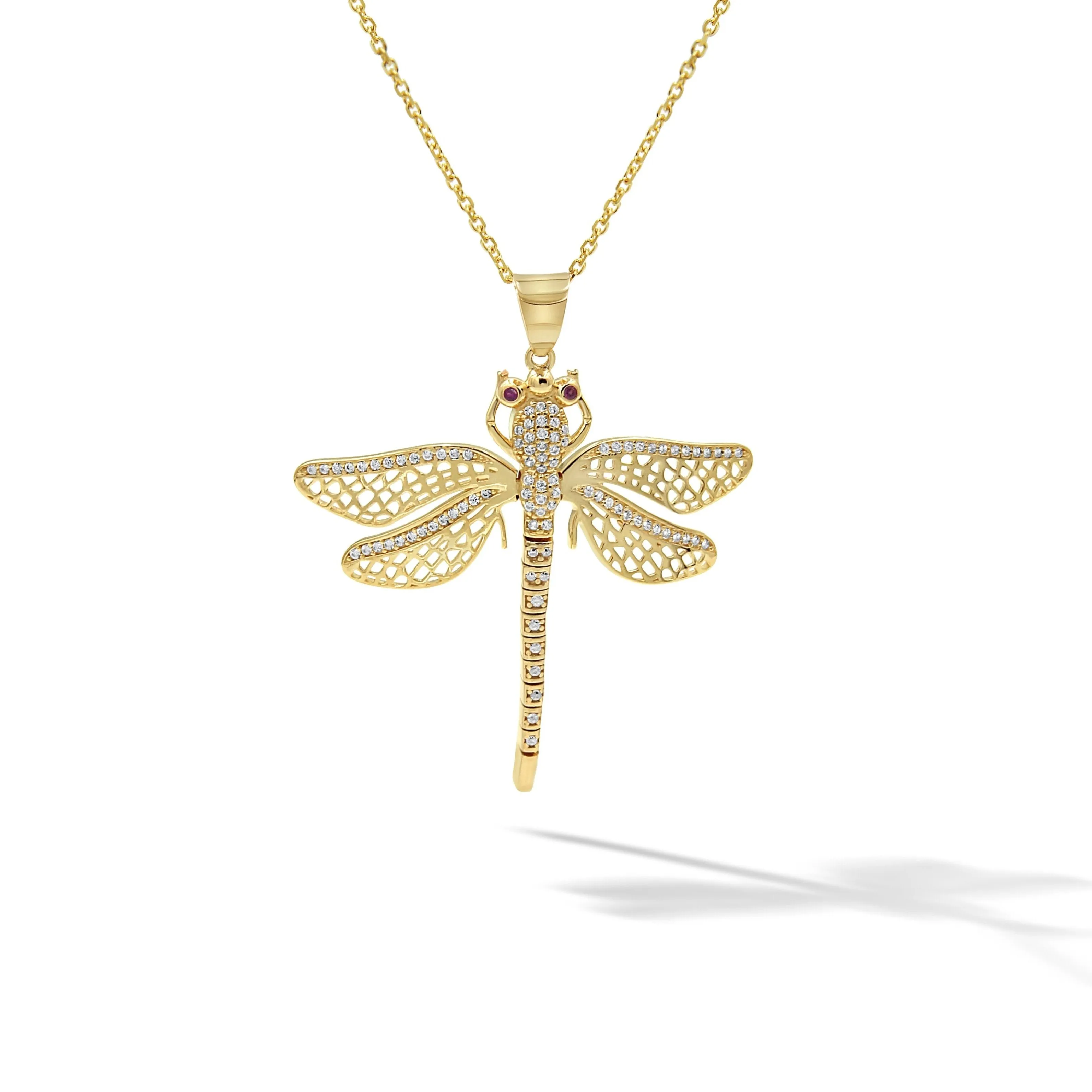 Dragonfly Pendant 14K Gold