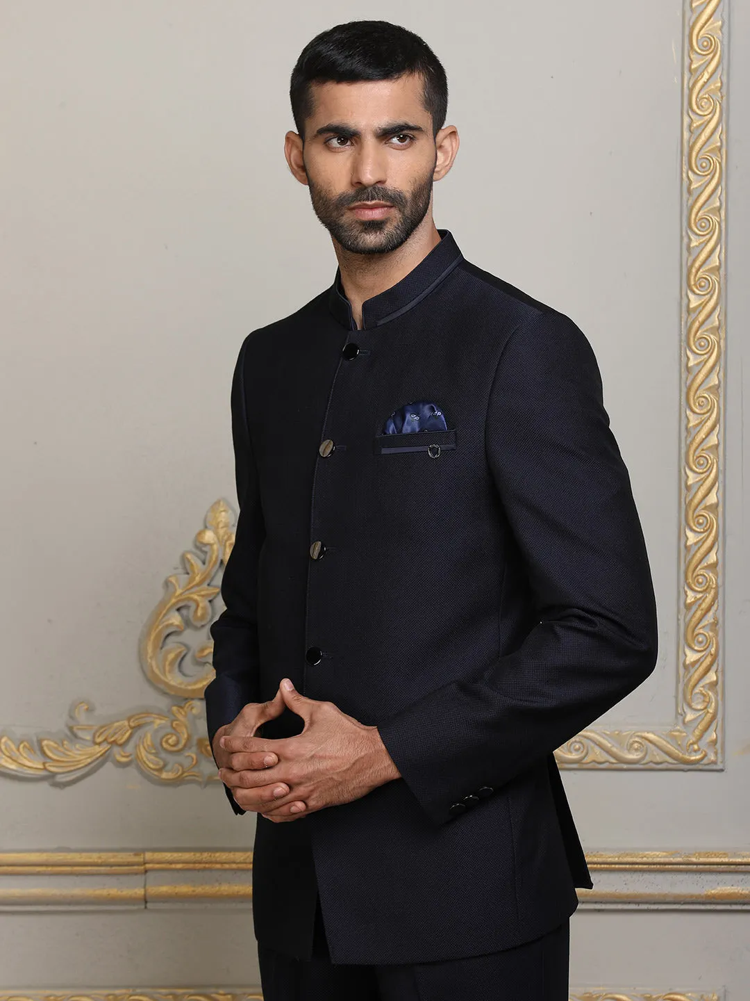 Dynamic Black Imported Designer Jodhpuri Suit For Men