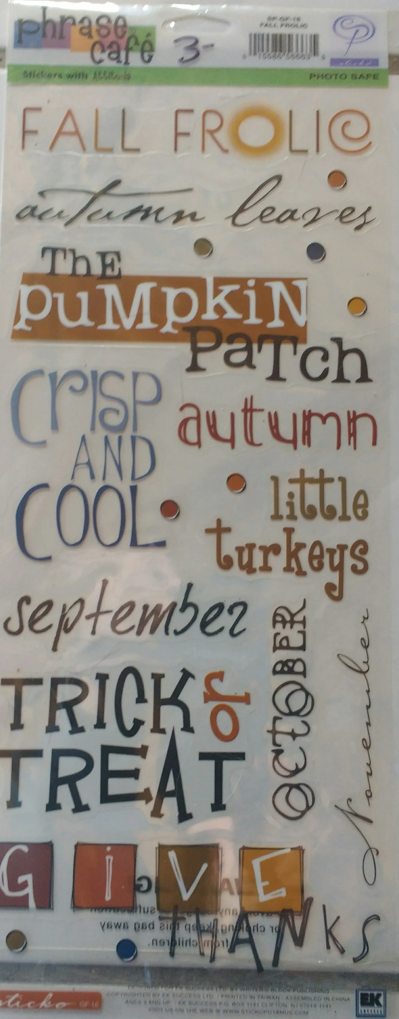 EK Success - Phrase Cafe Sticko Stickers - Fall Frolic