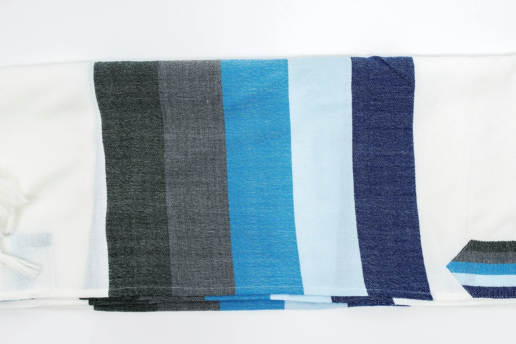 Emanuel - Wool Tallit - Wide Stripes in shades of Blue