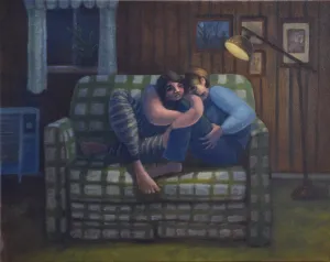 Emily Royer, "Our green checked couch"