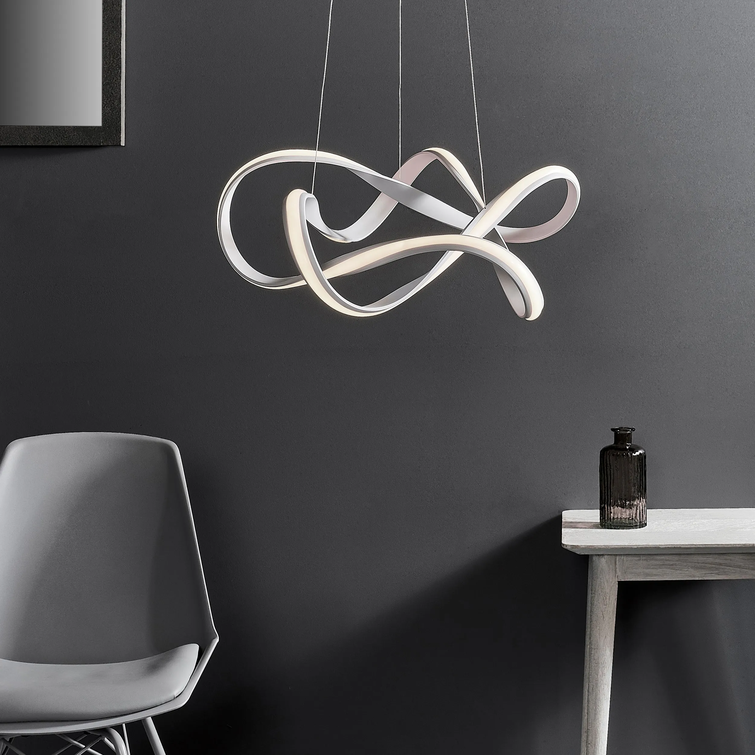 Endon 81893 Synergy 1lt Pendant Textured white paint & white silicone 41W LED tape module (SMD 2835) Warm White