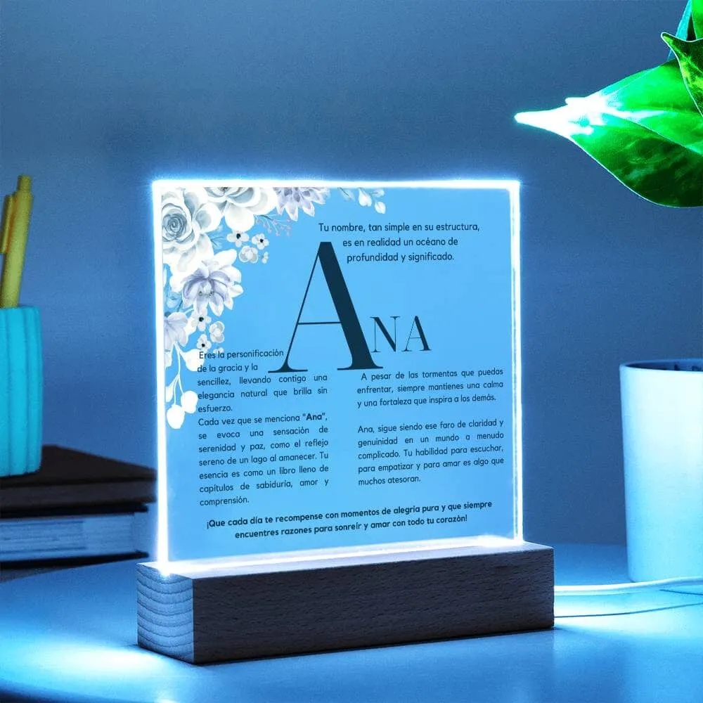 Esencia de Ana - Placa de Acrílico con Base LED