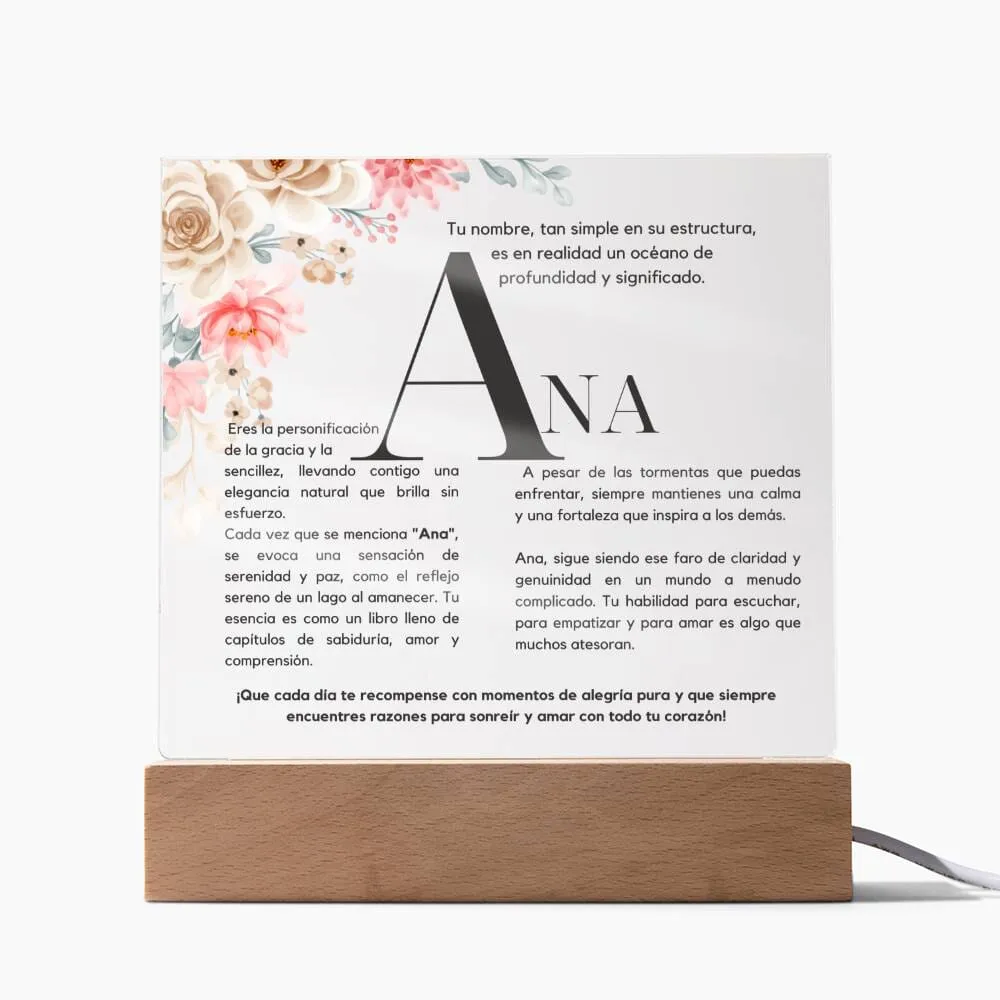 Esencia de Ana - Placa de Acrílico con Base LED