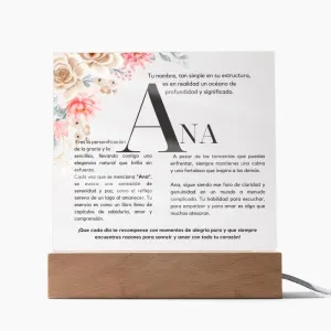 Esencia de Ana - Placa de Acrílico con Base LED