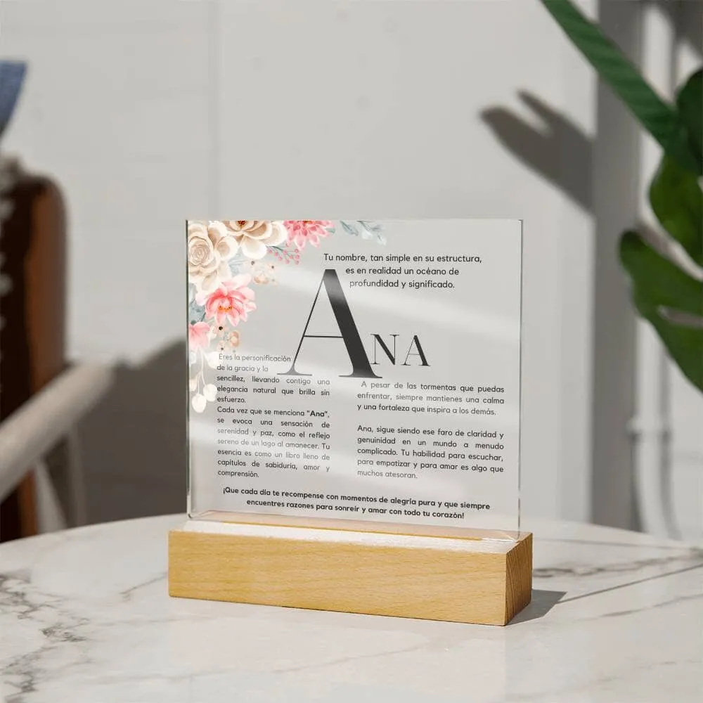 Esencia de Ana - Placa de Acrílico con Base LED