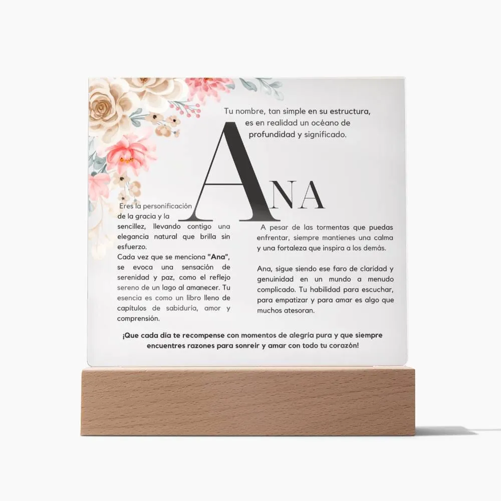 Esencia de Ana - Placa de Acrílico con Base LED