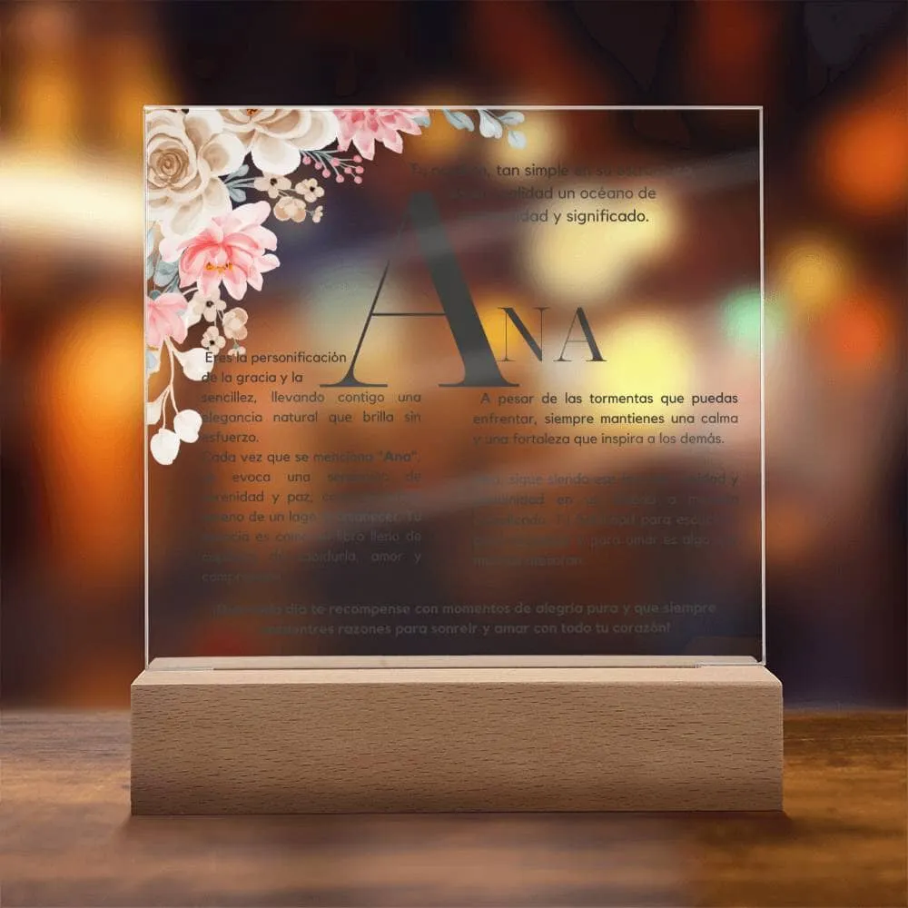 Esencia de Ana - Placa de Acrílico con Base LED