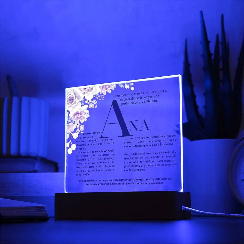 Esencia de Ana - Placa de Acrílico con Base LED