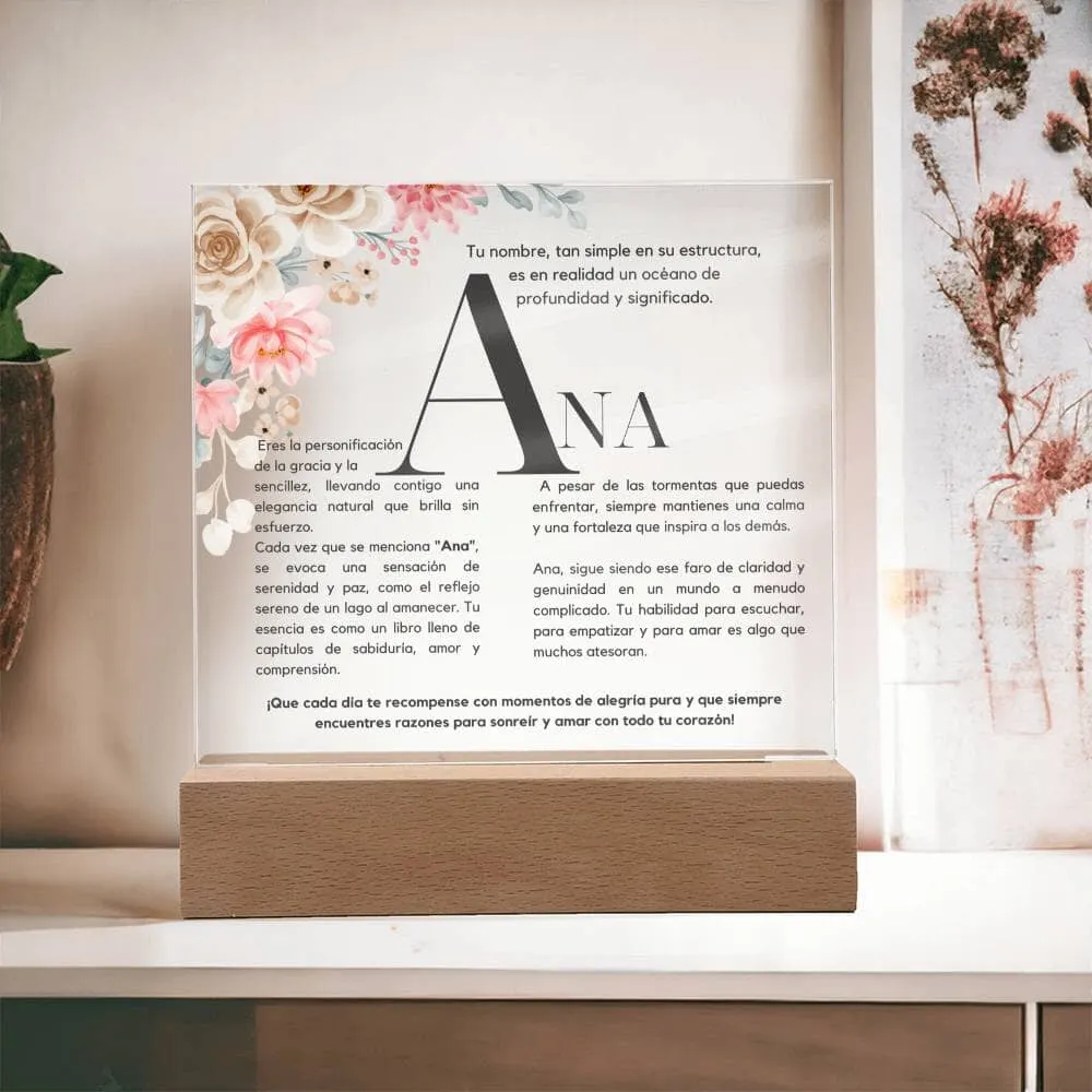 Esencia de Ana - Placa de Acrílico con Base LED