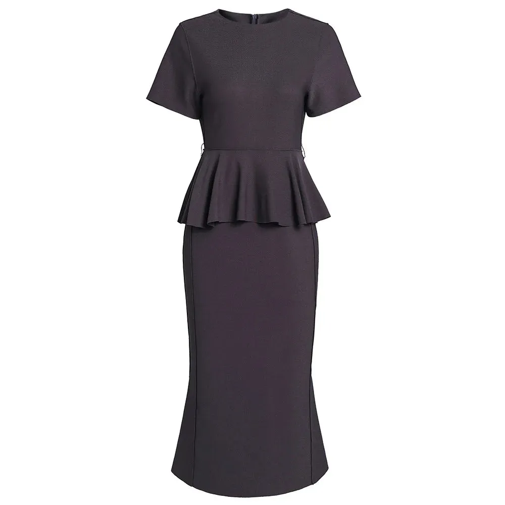 Eve O-Neck Collar Sashes Draped Elegant Empire Office Lady Style Trumpet Dress