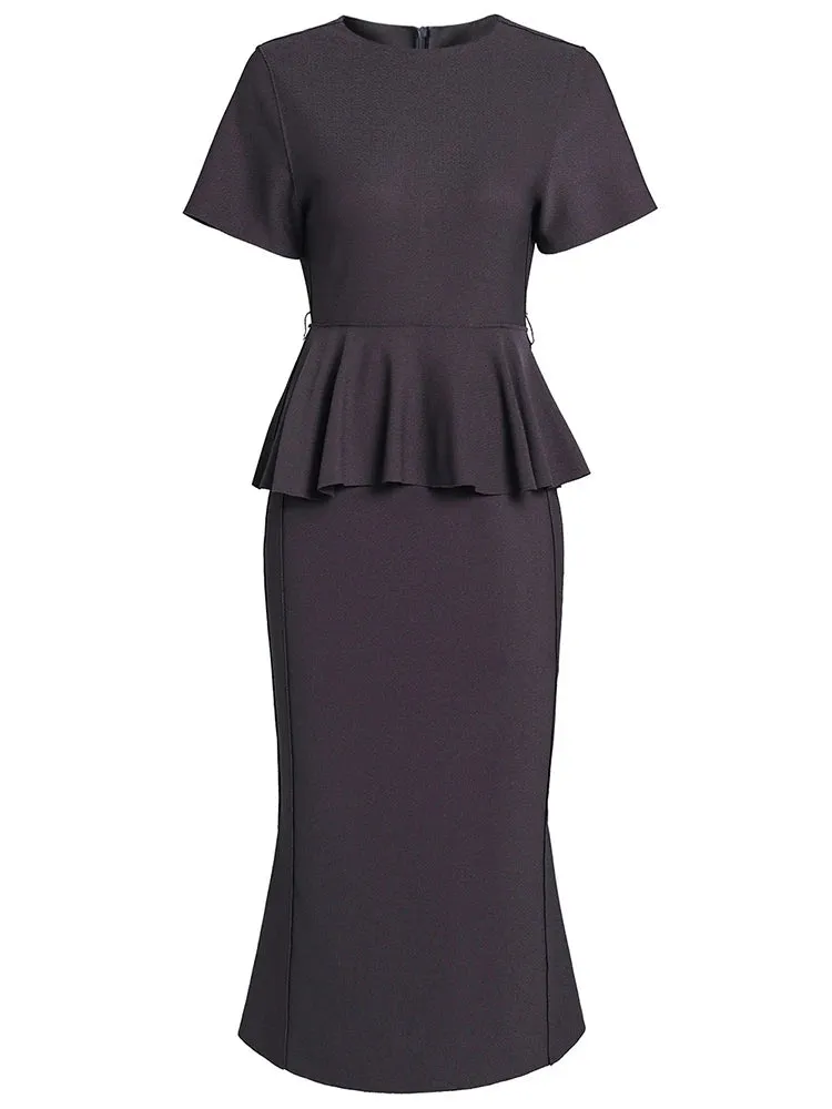 Eve O-Neck Collar Sashes Draped Elegant Empire Office Lady Style Trumpet Dress