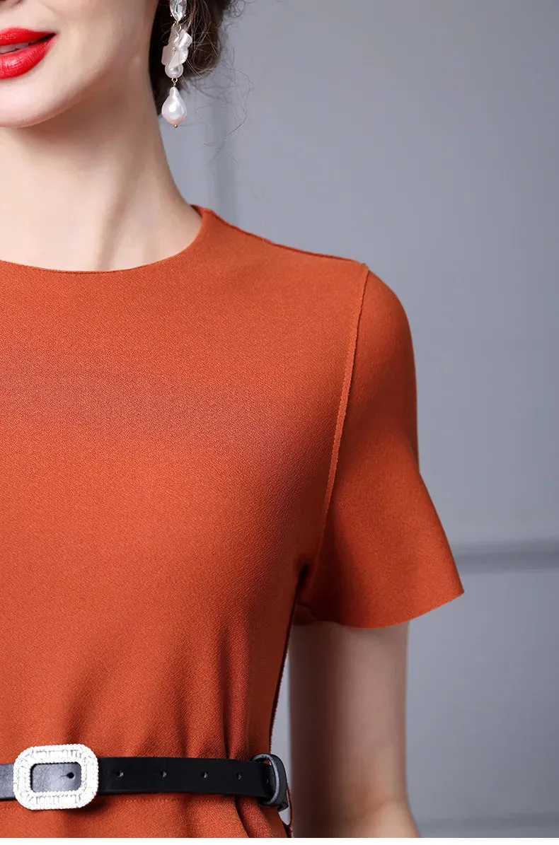 Eve O-Neck Collar Sashes Draped Elegant Empire Office Lady Style Trumpet Dress