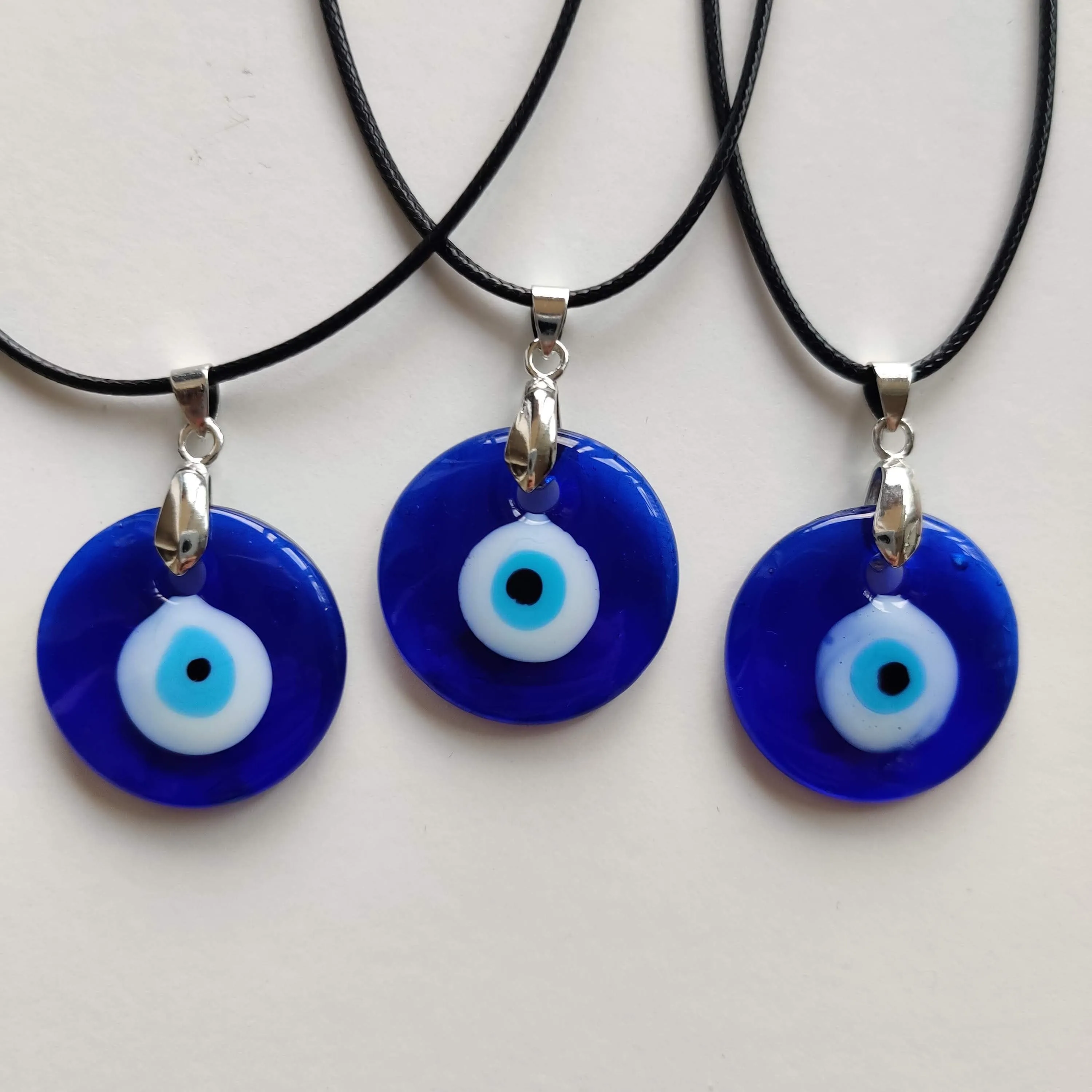 Evil Eye Necklace with Waxed Cord
