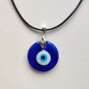 Evil Eye Necklace with Waxed Cord