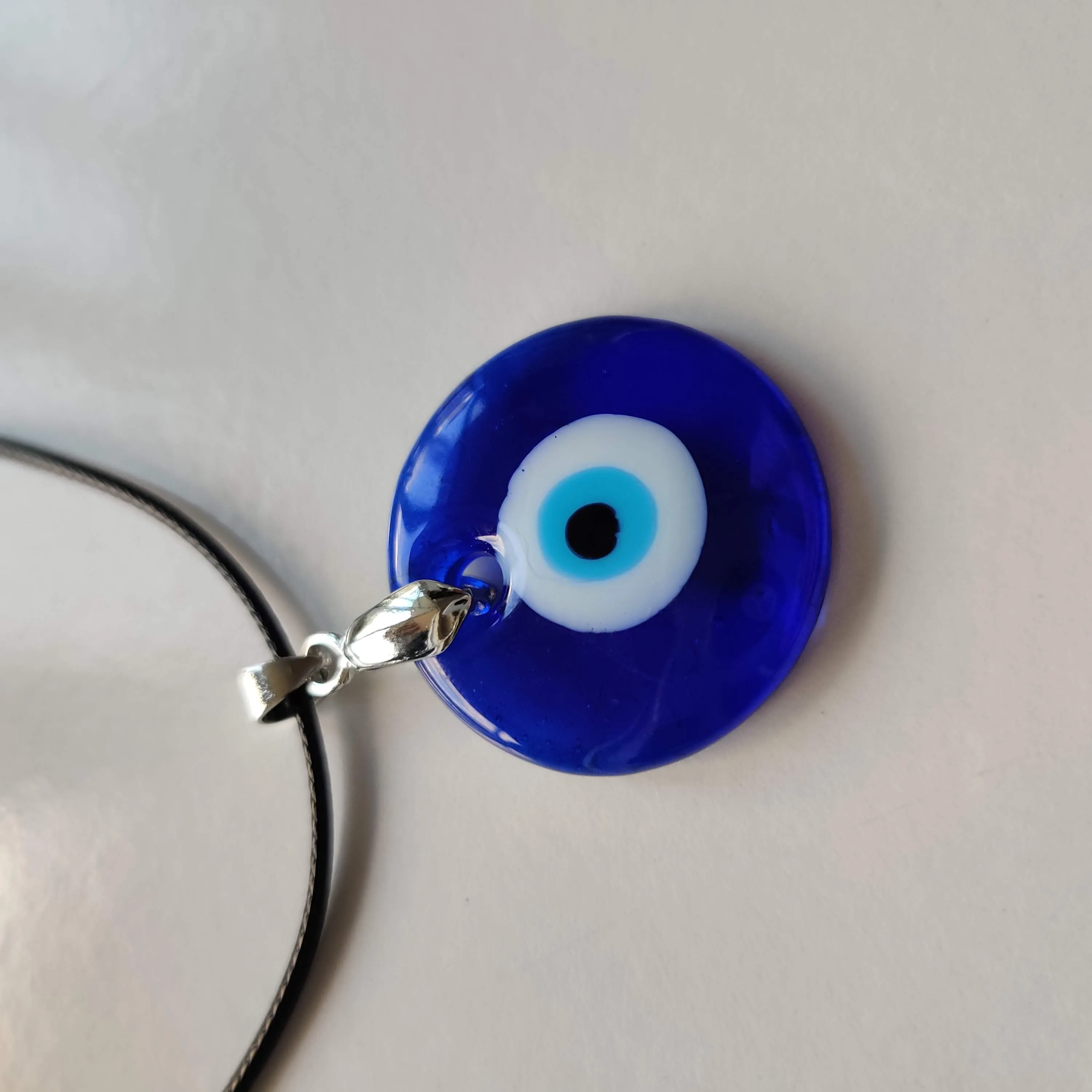 Evil Eye Necklace with Waxed Cord