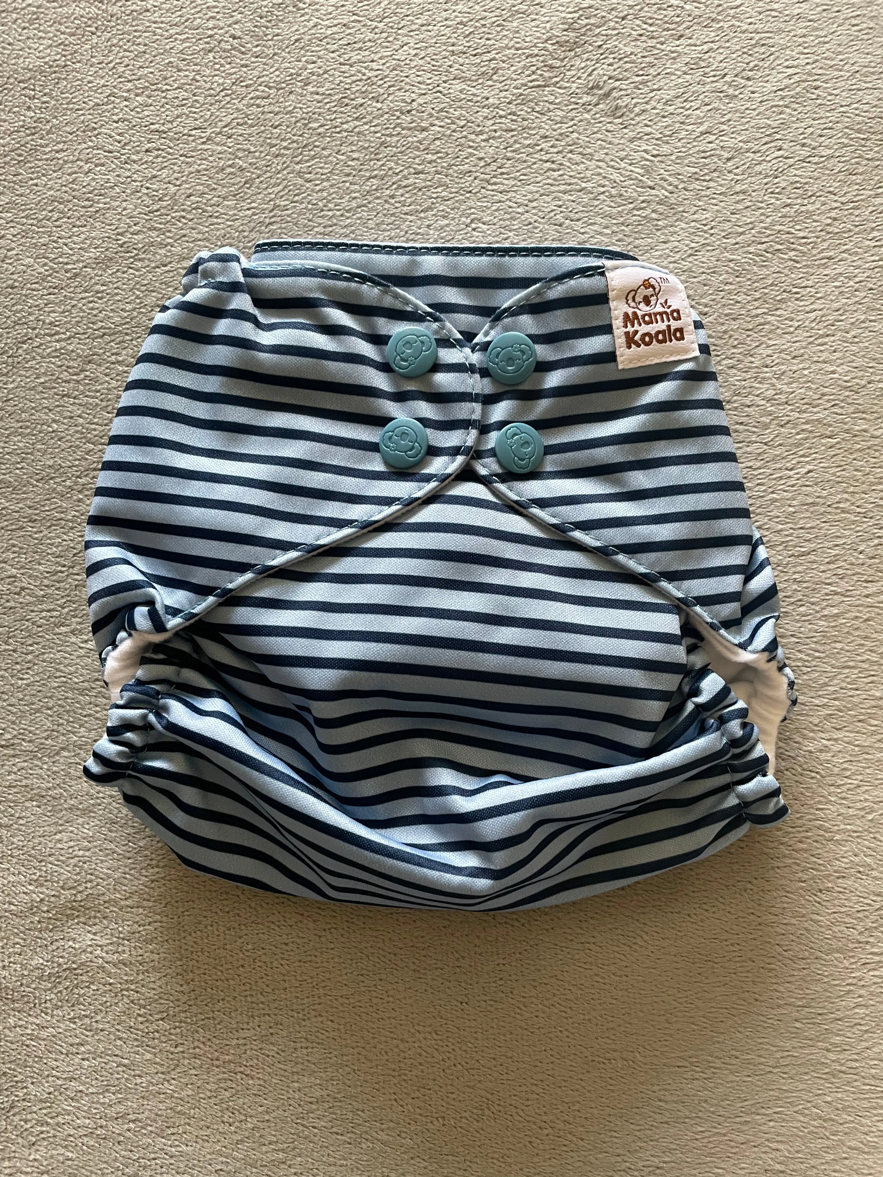 F180-Blue stripes-Mama Koala Pocket Diaper 1.0