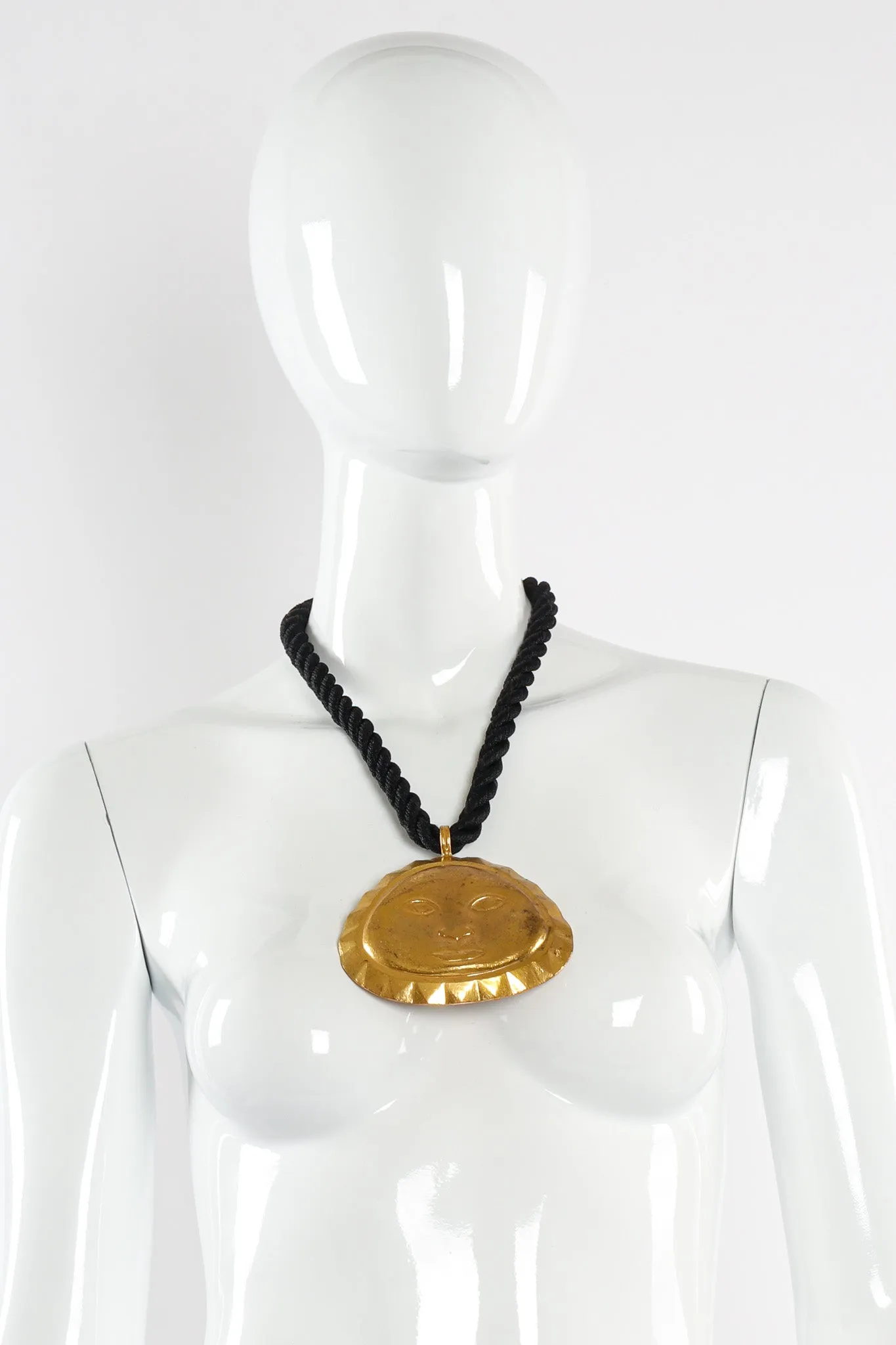 Face Pendant Rope Necklace