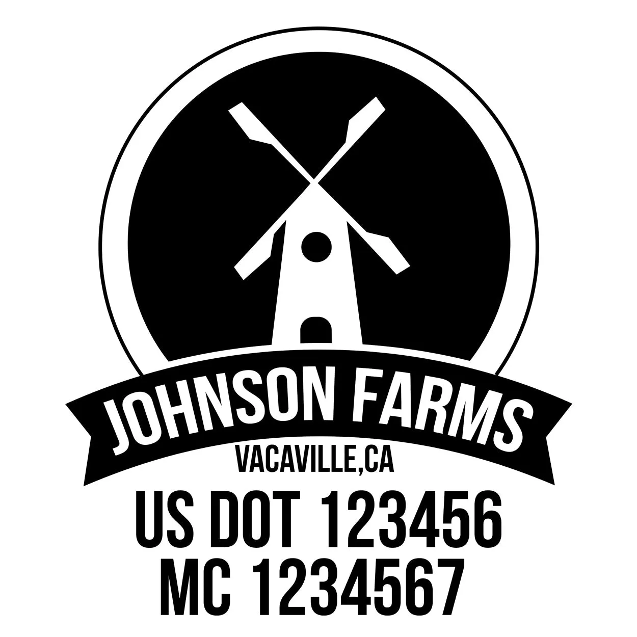Farm Company Name Truck Decal (USDOT), 2 Pack