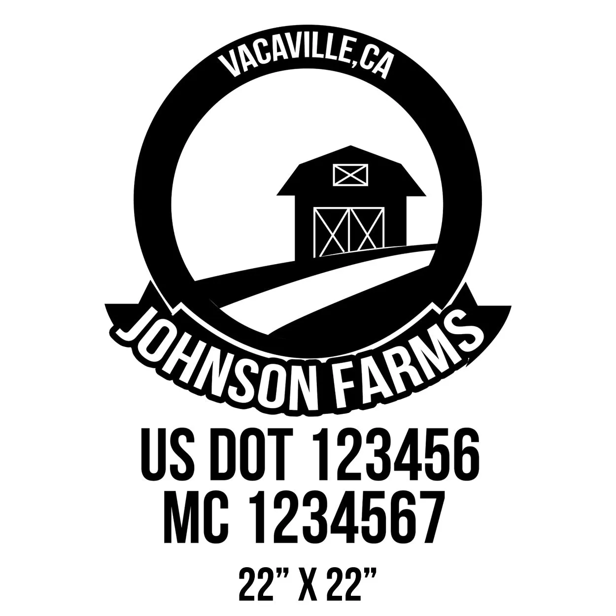 Farm Company Name Truck Decal (USDOT), 2 Pack