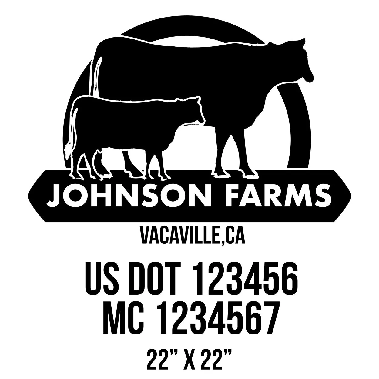 Farm Company Name Truck Decal (USDOT), 2 Pack