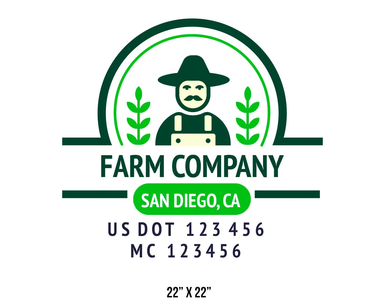 Farm Company Name Truck Decal (USDOT), 2 Pack