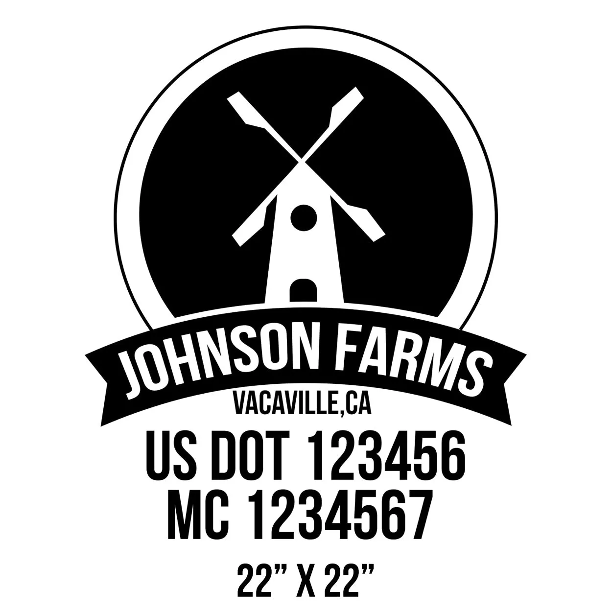 Farm Company Name Truck Decal (USDOT), 2 Pack