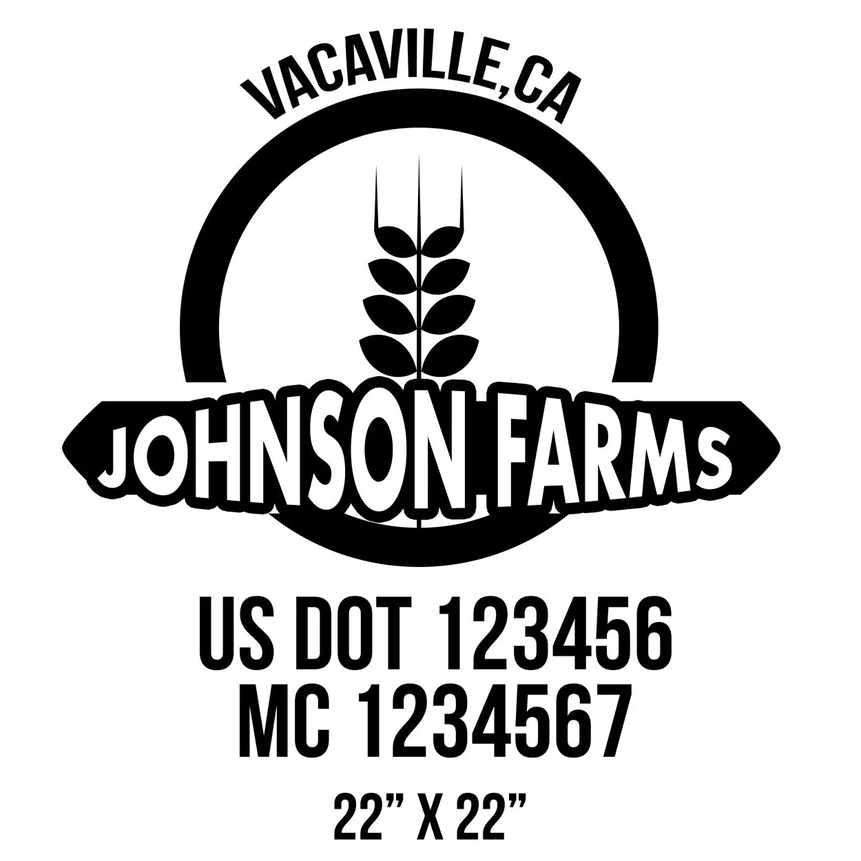 Farm Company Name Truck Decal (USDOT), 2 Pack