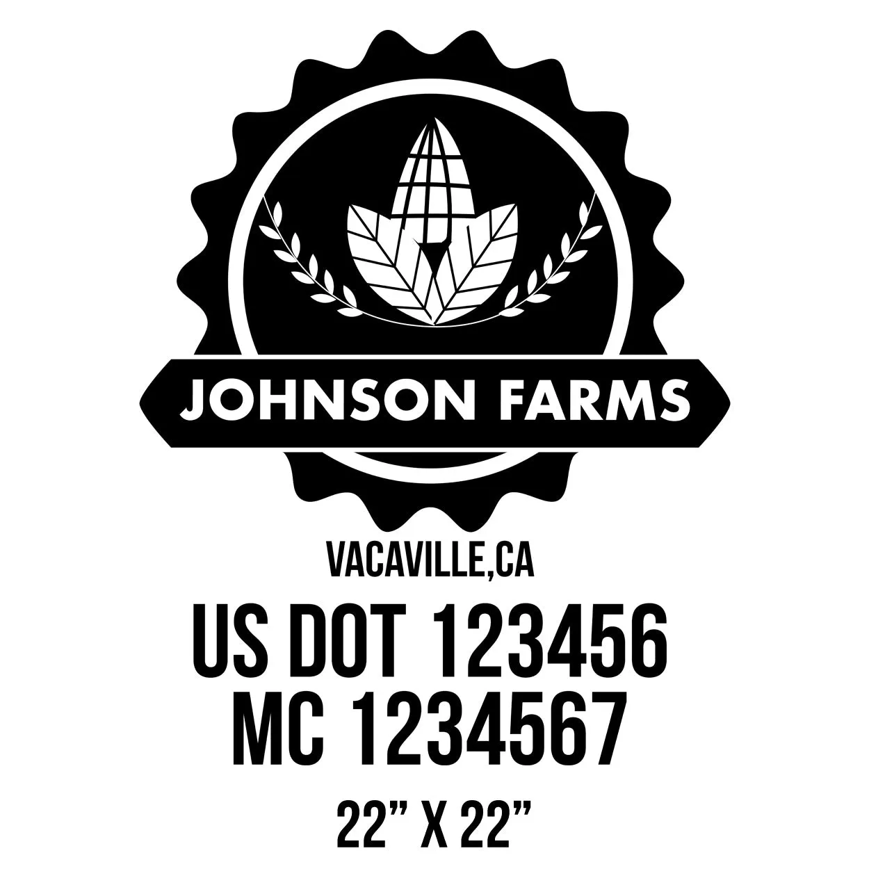 Farm Company Name Truck Decal (USDOT), 2 Pack