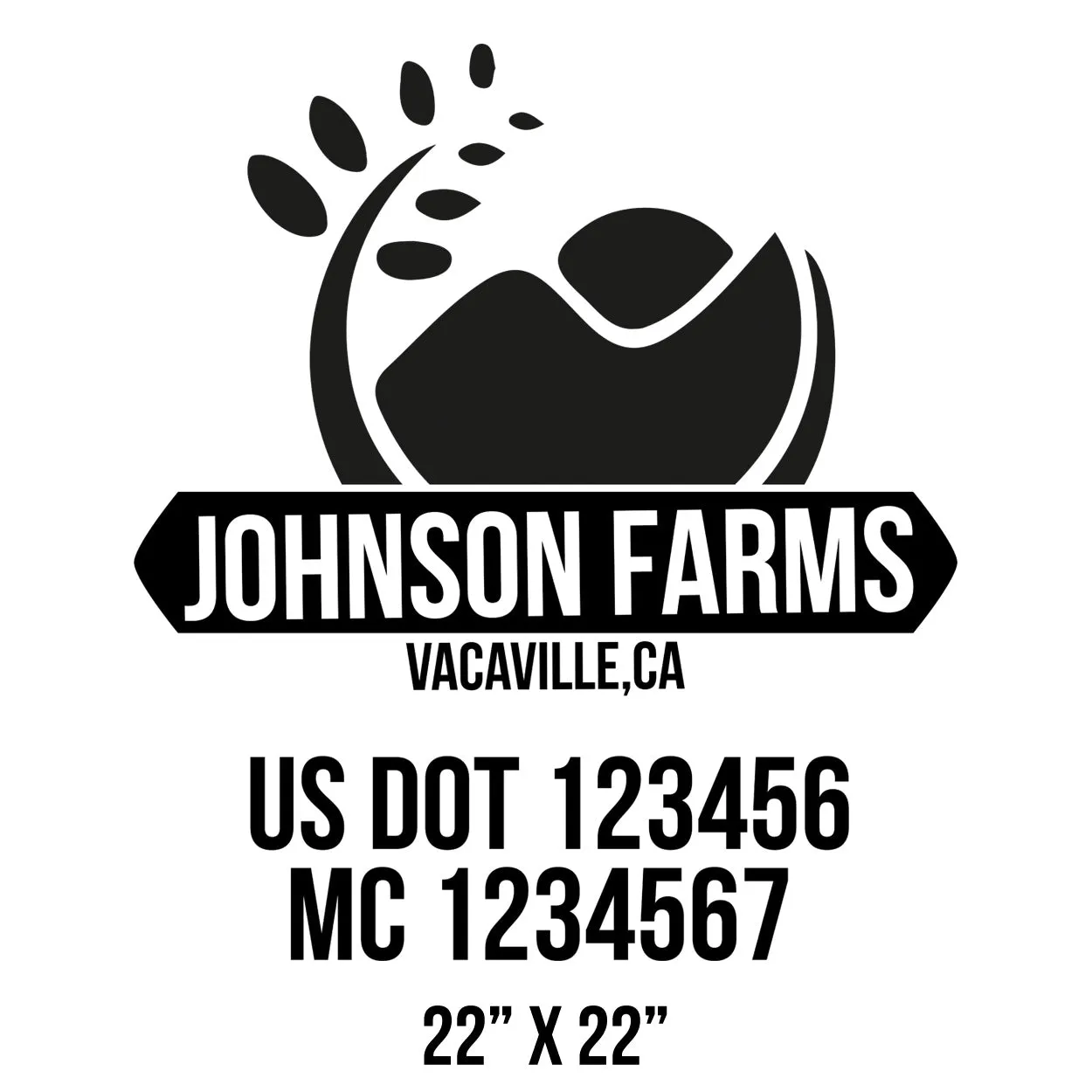 Farm Company Name Truck Decal (USDOT), 2 Pack
