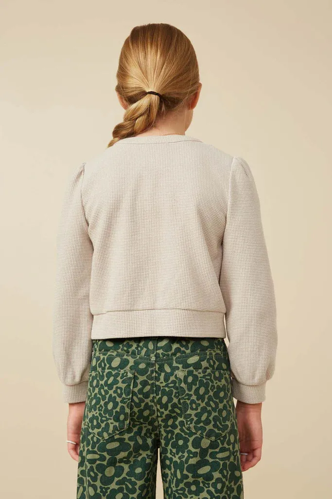 Floral Embroidered Textured Knit Cardigan