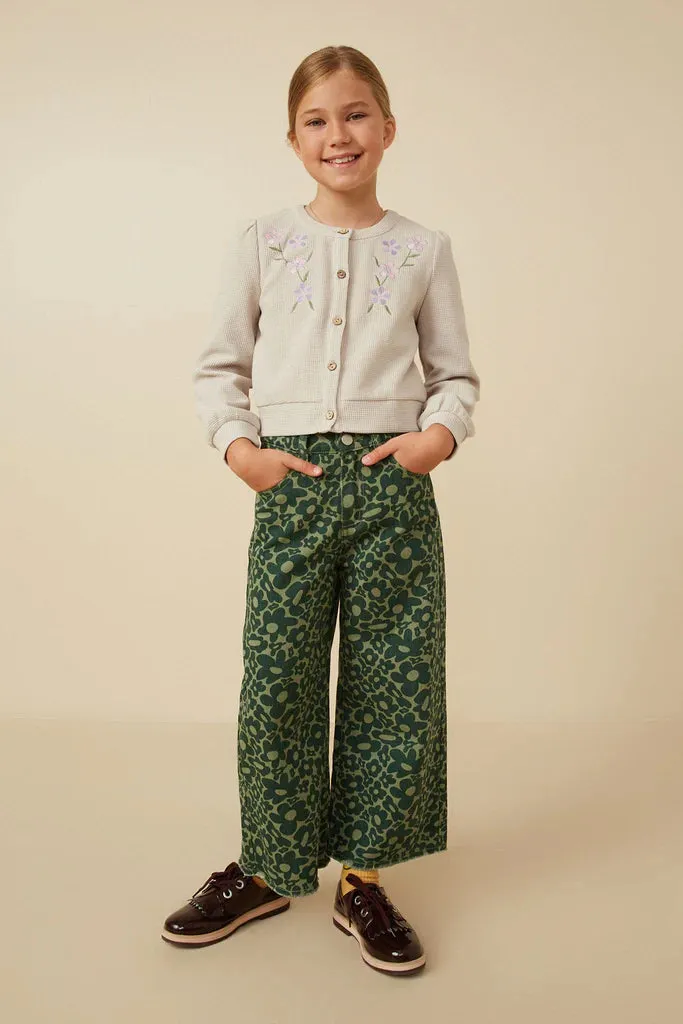 Floral Embroidered Textured Knit Cardigan