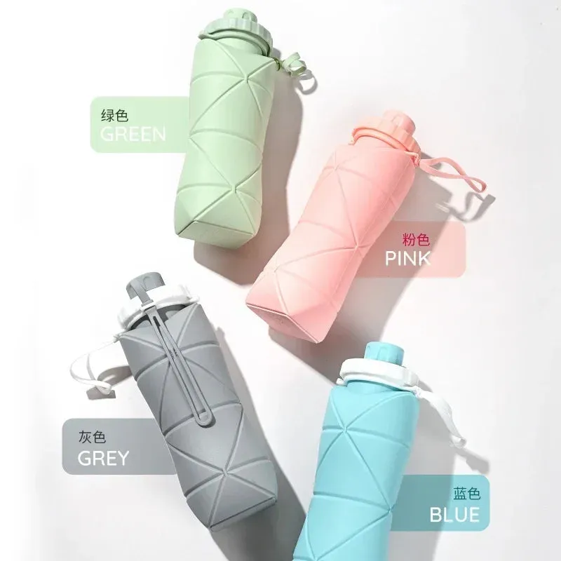 Foldable Silicone Water Bottle Leakproof, Portable, Ideal for Travel, Sports