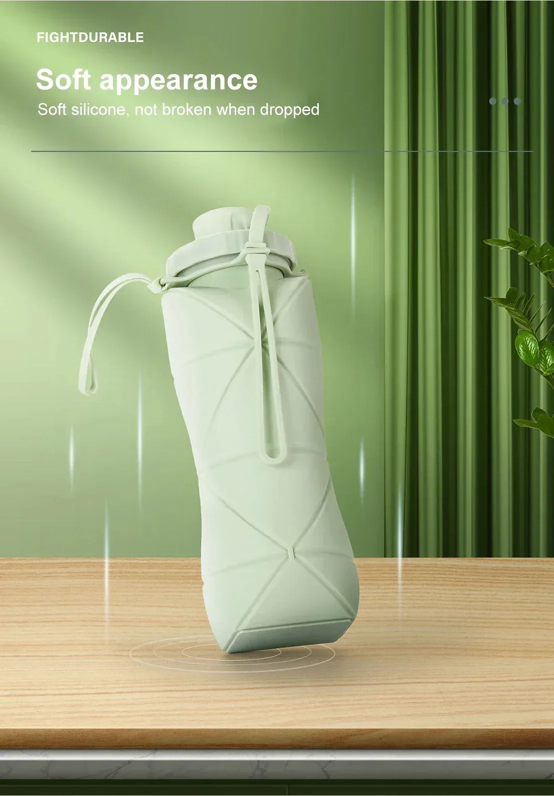 Foldable Silicone Water Bottle Leakproof, Portable, Ideal for Travel, Sports