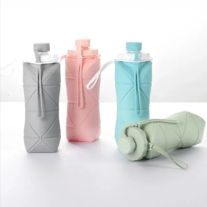 Foldable Silicone Water Bottle Leakproof, Portable, Ideal for Travel, Sports