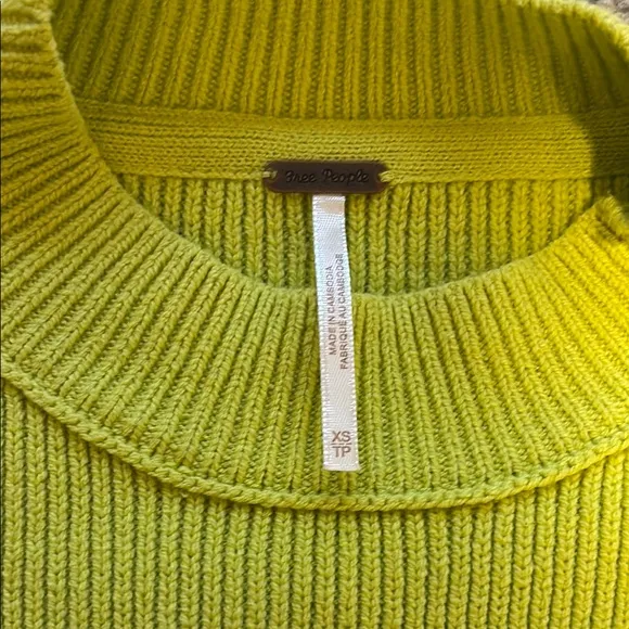 Free People Neon Green Crew Neck Sweater