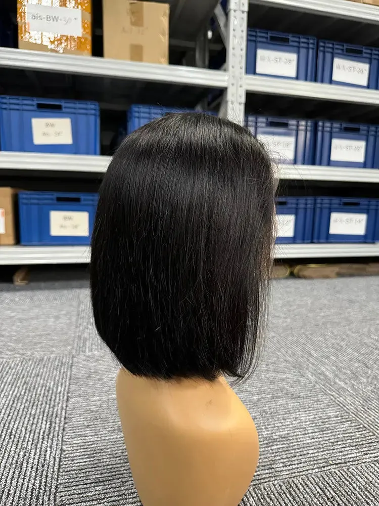 Frontal Wig 13x4 Straight BOB Natural Color 1B 100% Malaysian Virgin Human Hair