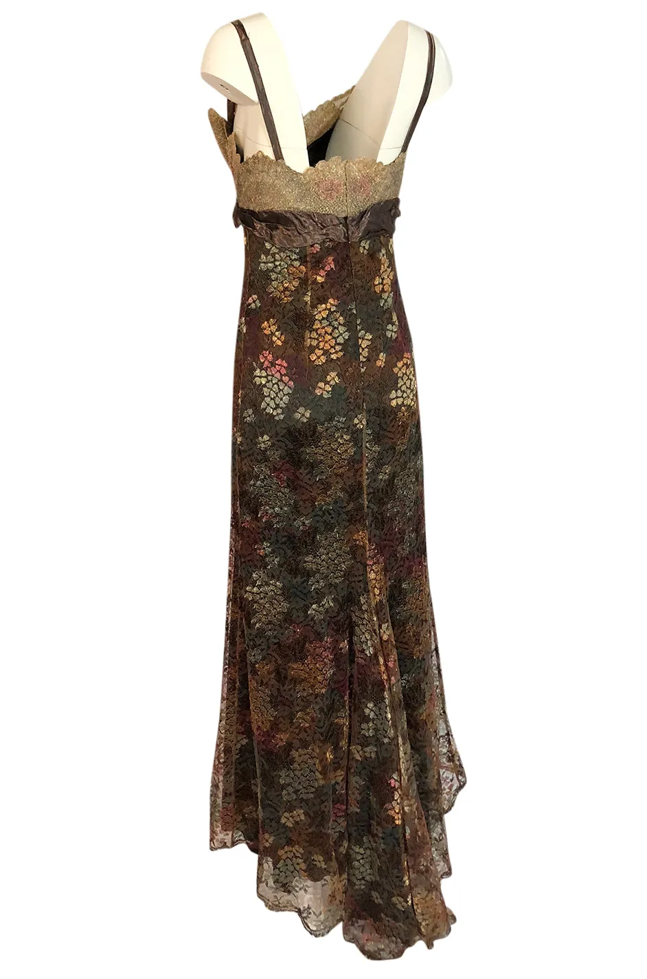 F/W 1995 Christian Lacroix Stunning Metallic Gold & Copper Lace Dress