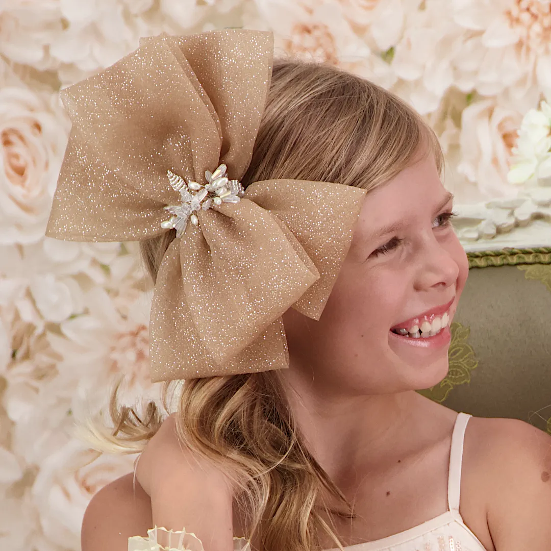 Galena Blush Girls Bow Hair Clip