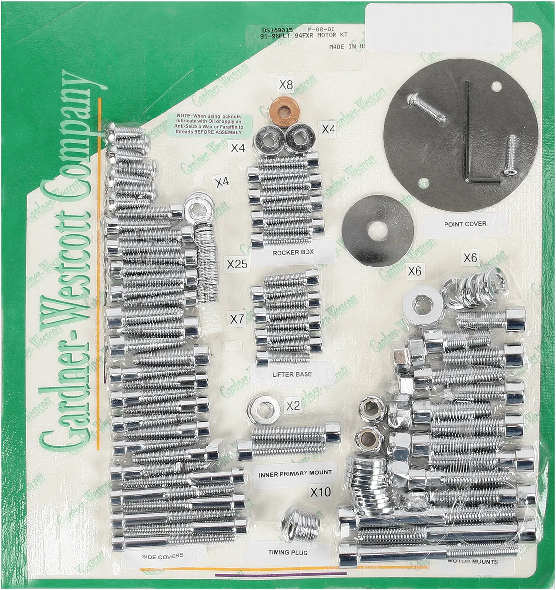Gardner-Westcott P-80-84 Motor Chrome Steel Socket-Head Bolt Kit