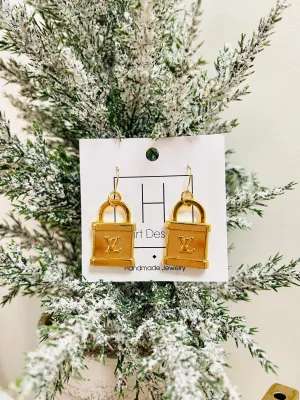 Gold Lock Earrings