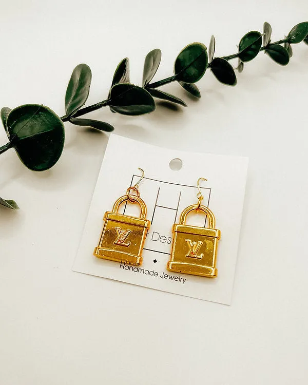 Gold Lock Earrings