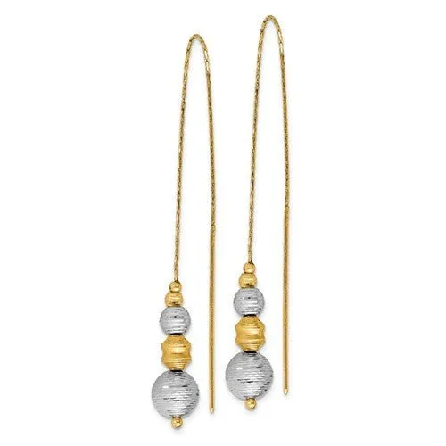Gold Textured Bead Threader Earrings