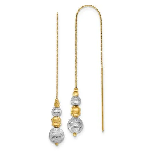 Gold Textured Bead Threader Earrings