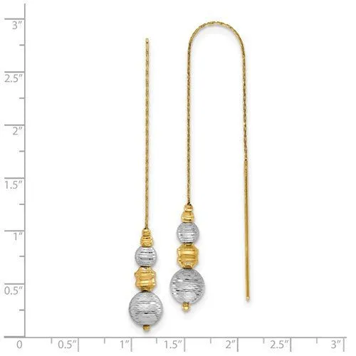 Gold Textured Bead Threader Earrings