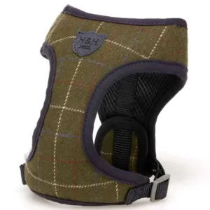Green Checked Tweed Dog Harness
