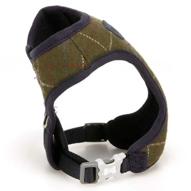 Green Checked Tweed Dog Harness