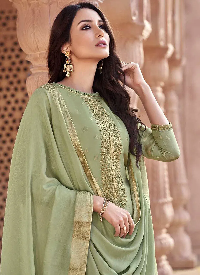 Green Golden Designer Salwar Kameez