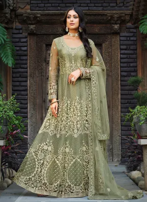 Green Heavy Embroidered Designer Anarkali Suit