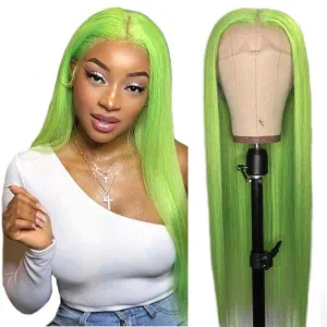 Green/ Purple/ Blue Straight Hair Lace Wig 100% Human hair